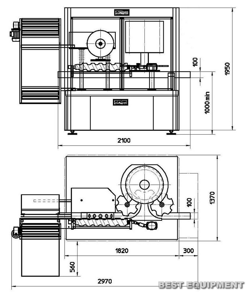 Machine for putting on and shrinkage of the thermo-cap Nortan Prisma